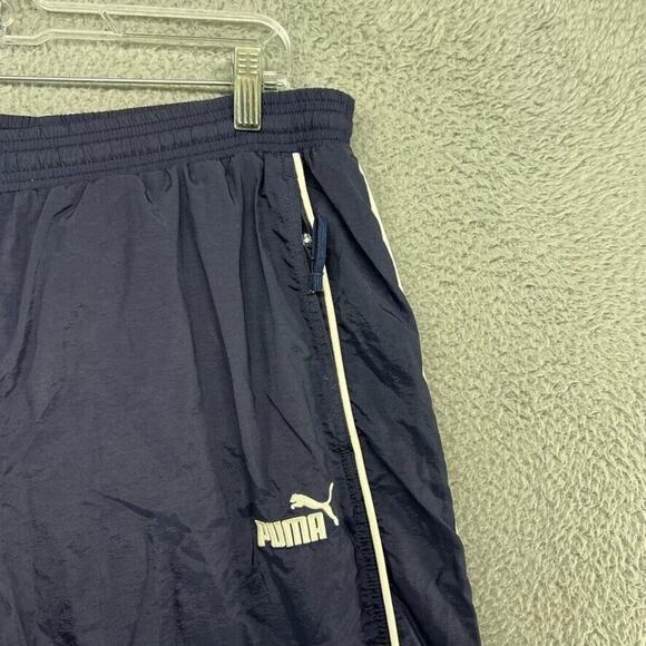 Vintage Puma Track Pants Men's medium Blue Cuffed joggers Embroidered Logo 90s - Picture 4 of 12